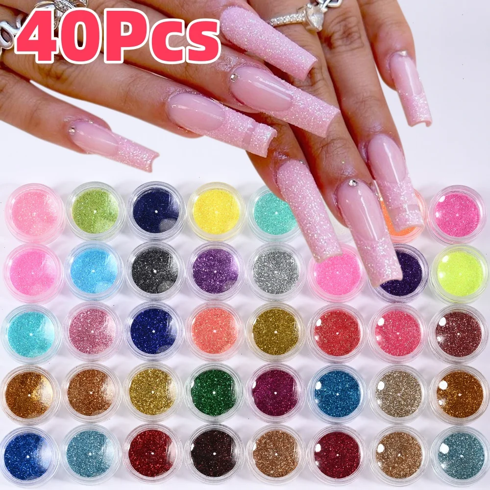 

Net1g*40-Colors Sparkly Nail Art Powder 0.2mm Holographic Chrome Pigment Dust for UV Gel Polish DIY Manicure Decorations Powder