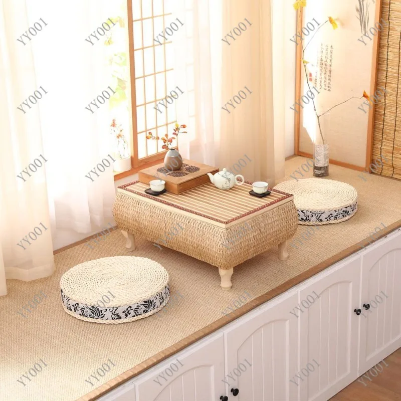 

Rattan Tatami Low Tea Table Japanese Wicker Bay Window Floor Table Home Sitting Desk