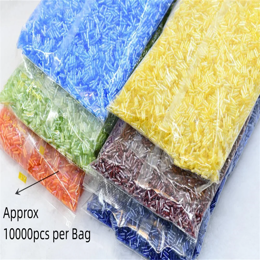 Twist Tube Beads AB color Czech Glass  Lined Bugle Bead Bulk Wholesale Big Bag For Jewelry Making  Fringe 2x6mm 2x12mm