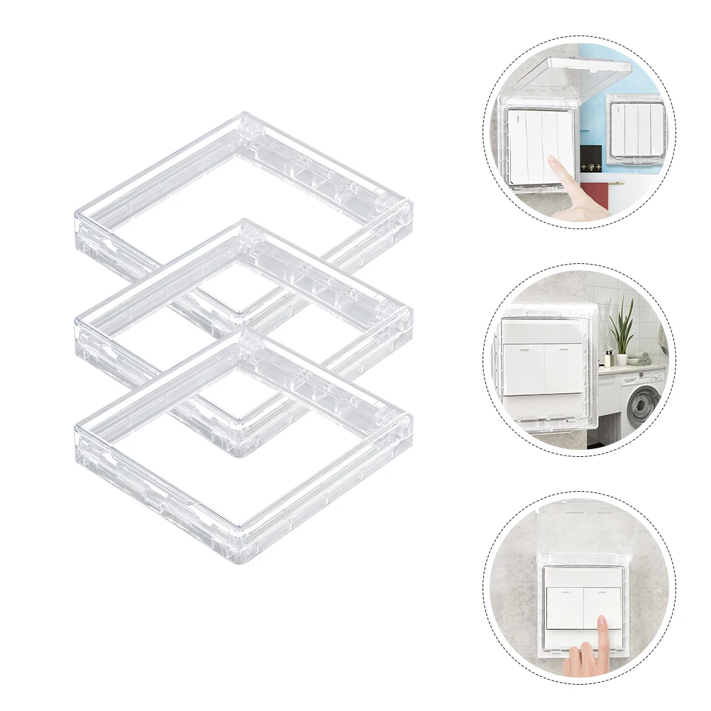 

3pcs Waterproof Socket Box 86-Type Abs Plastic Wall Protector Covers For Bathroom Kitchen Outlet Easy Install No Drilling