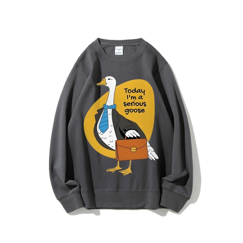 Sweat-shirt à col rond décontracté, sweat à capuche graphique Serious Goose, en coton de qualité supérieure, surdimensionné, imprimé coloré, Style Y2K drôle