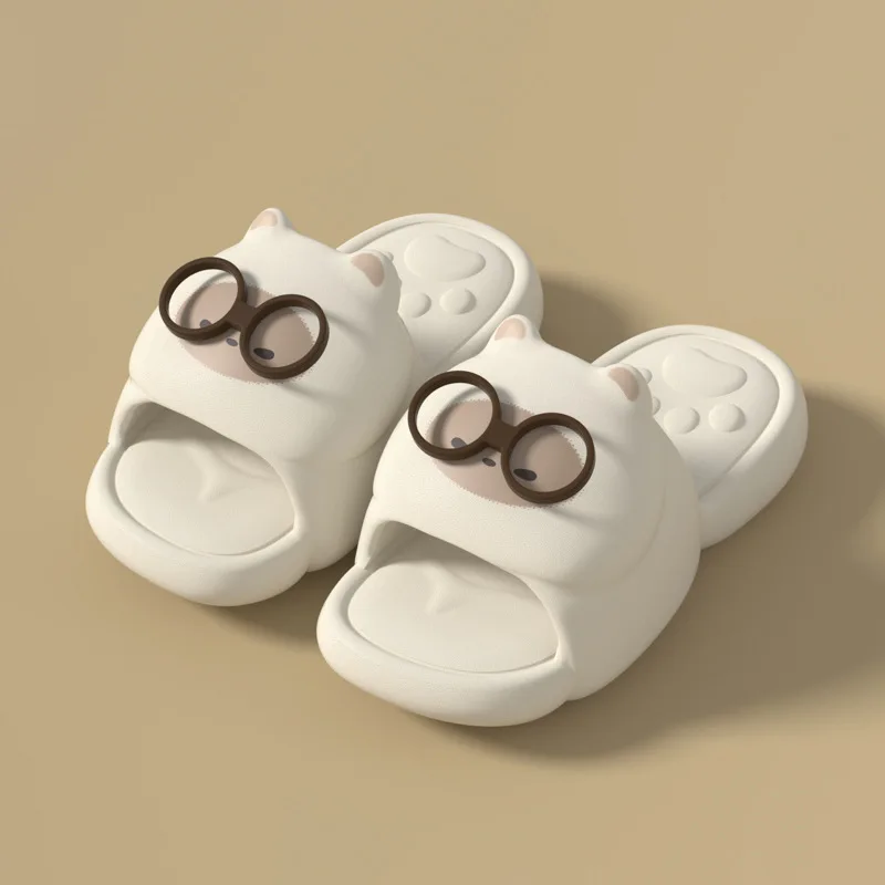 Plateau-Damen-Hausschuhe, flach, Sommer 2026, niedliche Cartoon-Designer-Schuhe für Mädchen, für drinnen und draußen, Strand-Slides, weiche Sohle, rutschfest