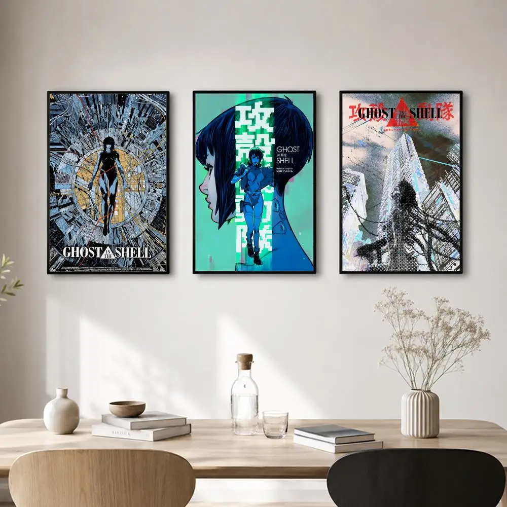 Manga Ghost In The Shell Poster Self-adhesive Art Waterproof Paper Sticker Coffee House Bar Room Wall Decor