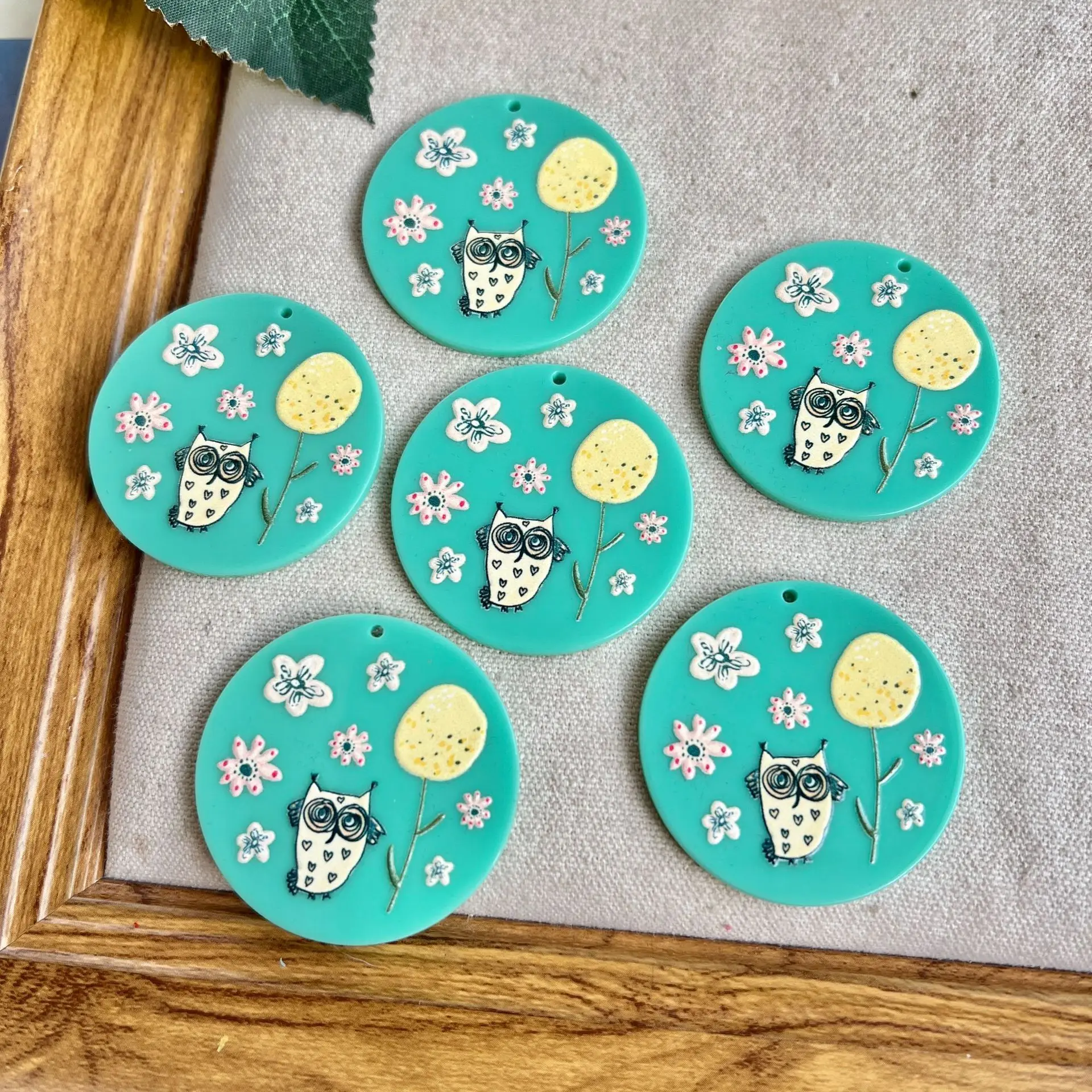 

10pcs New Fashion Acrylic Pendant Charms Handmade Owl Flower Necklace Earrings Pendants Diy Jewelry Making Connectors Findings