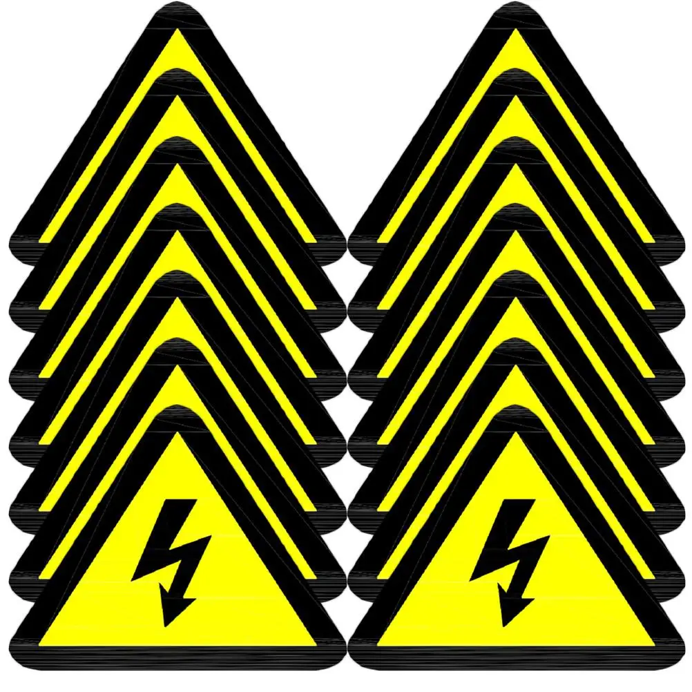 25pcs High Voltage Warning Stickers Yellow Triangle Electric Shock Danger Signs 50x50mm Safety Labels Traffic Signs