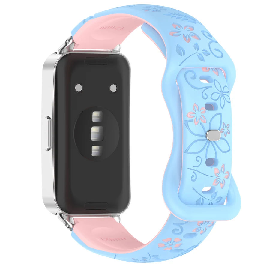 Siliconen Bandjes Voor Huawei Band 11 11Pro Smartwatch Accessoires Gegraveerde Bloemen Sport Armband Correa Voor Huawei Band 11 Pro
