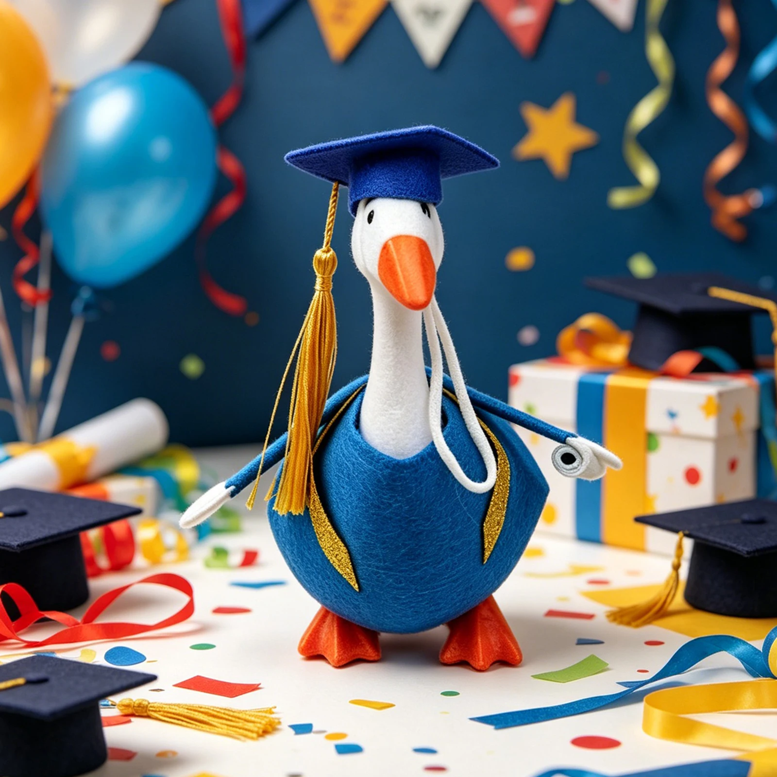 Graduation Desk Goose Outfits for 7inch Goose, Cute Graduation Gown and Cap, Mini Goose Outfits view 5