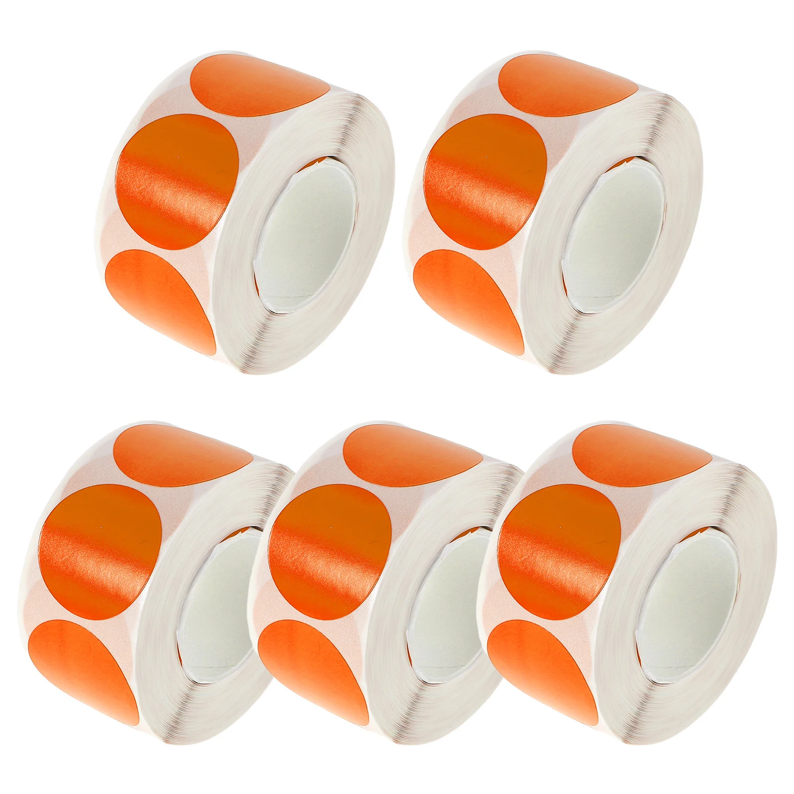 5 롤 빈 원형 라벨: 수제 공예품을 위한 DIY 원형 스티커 사무실 학교 조직 강력한 접착제 색상 코드 롤
