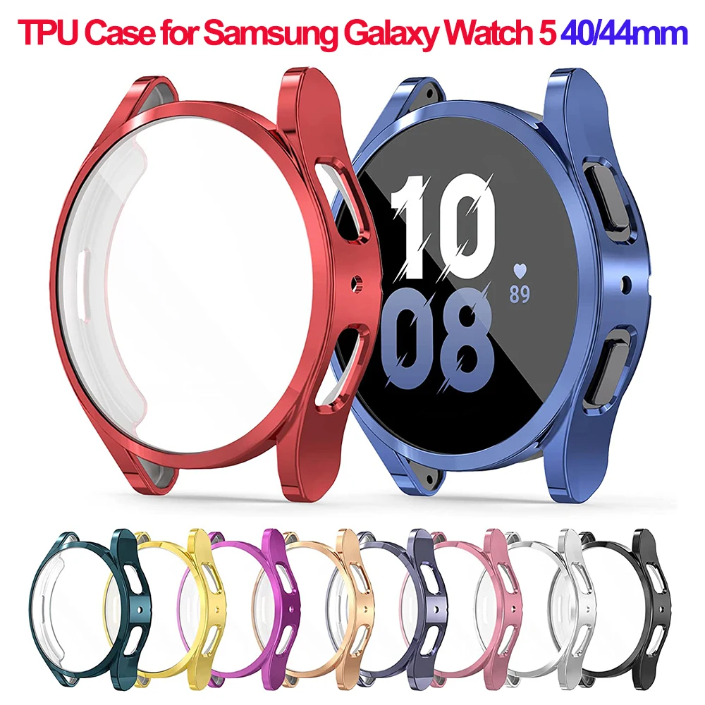 Screen Protection Case for Samsung Galaxy Watch 4/5 40mm 44mm Protector Cover Coverage Silicone TPU Bumper Full Accessories