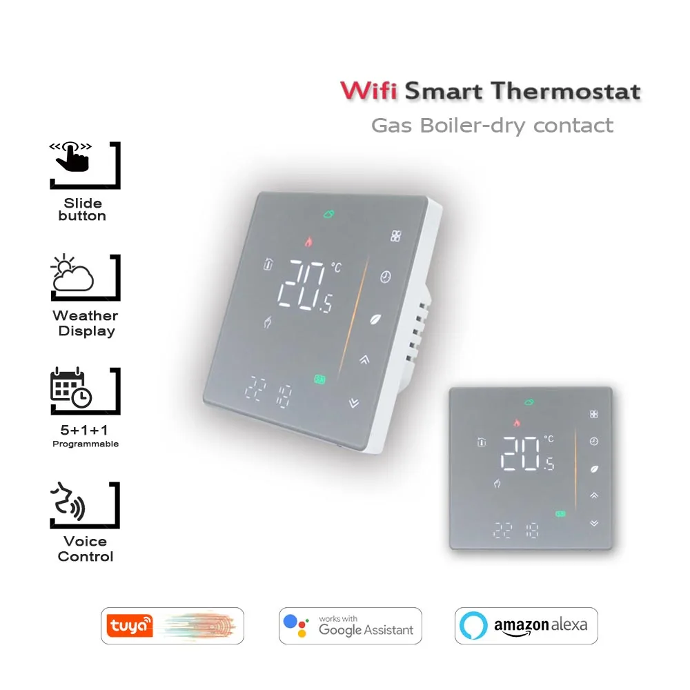 Controlador de temperatura térmica do contato seco, Termostato da caldeira, Programação WiFi para caldeira a gás, 220V