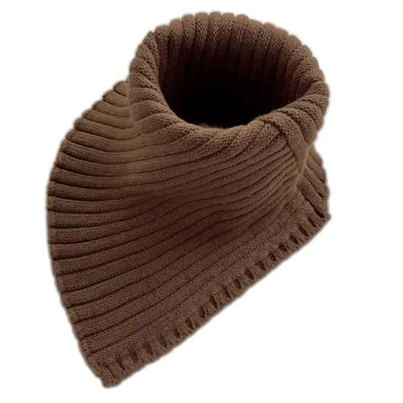 39BD Damen-Winter-Rippstrick-Rollkragenpullover, einfarbig, abnehmbarer Dickey-Dreiecksschal, winddicht, Halswärmer – Detail 8