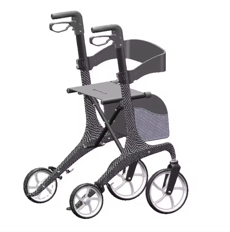 Light Weight Mobility Shopping Cart Aged Care Adult Carbon Fiber Walking Rollator Space Walker with Seat