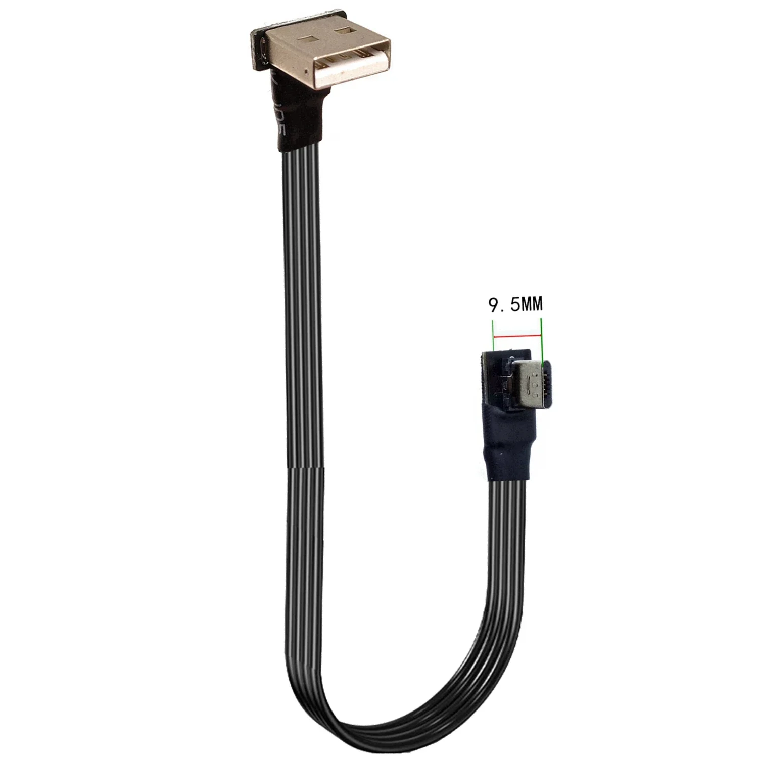 Super Flexible Flat Up  Down  Left  Right Angle 90 Degree USB UltraShort  Micro USB Male to UltraShort USB Data Cable