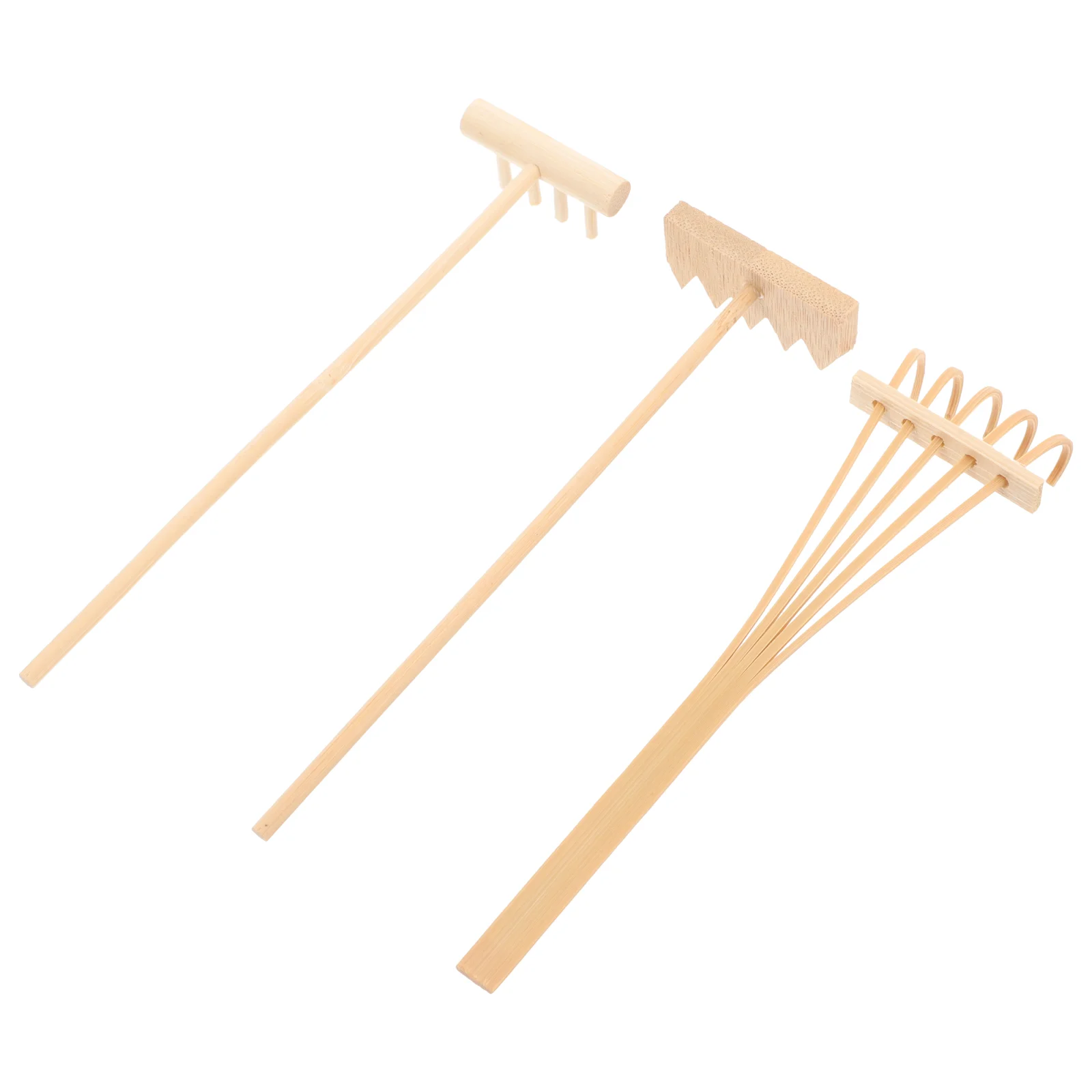 3 Pcs Natural Bamboo Mini Rake Zen Garden Accessory Set Feng Shui Decor Meditation Rakes Tabletop Rakes Garden Tools Eco