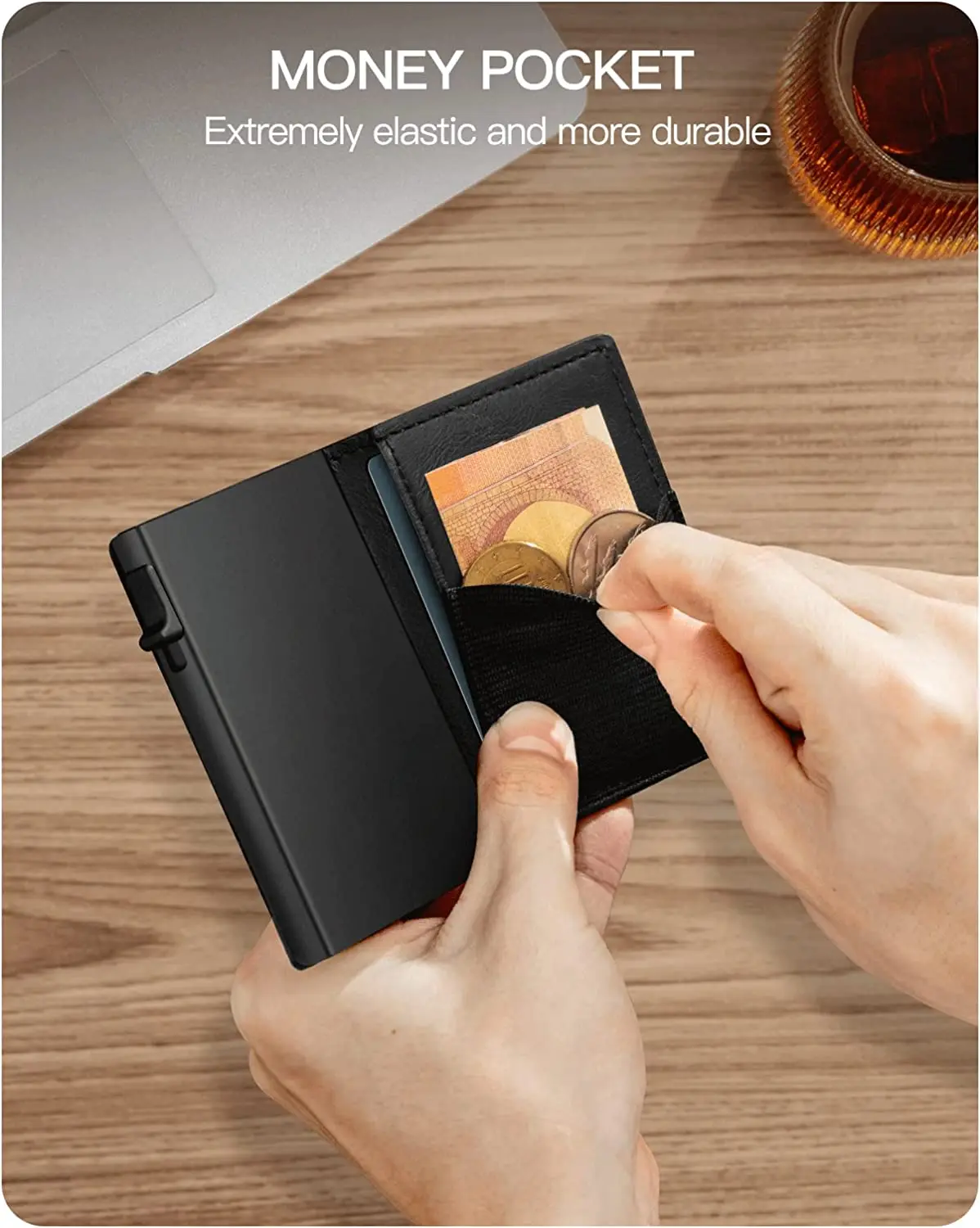 Smart Wallet  Business Minimalist Card Bag Wallet Integrated  Pop Up Credit Card Holder PU Leather