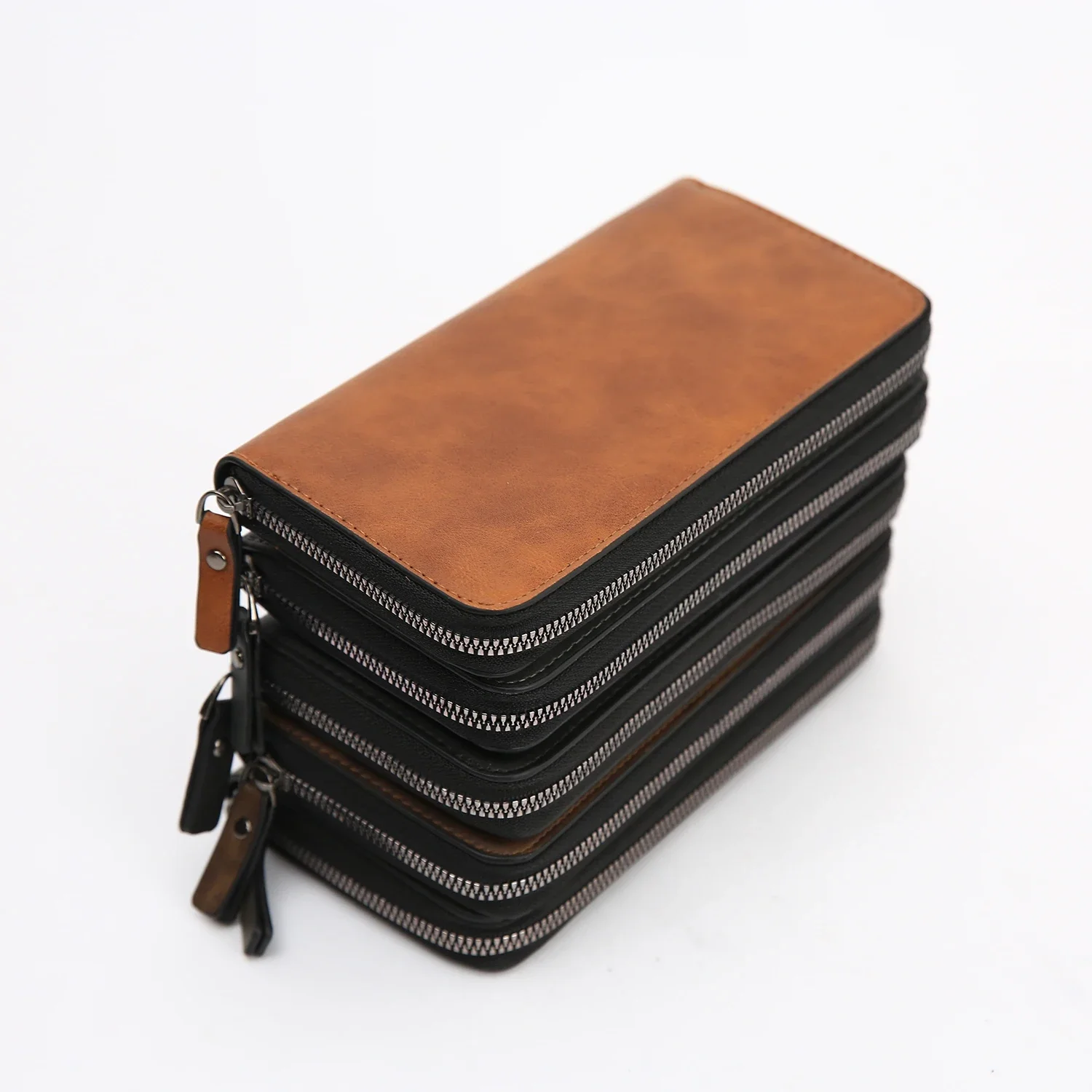 Newly Designed Men's Fashion High Quality PU Leather Long Wallet Large Capacity Multi-card Purse Clutch Mobile Phone Bag