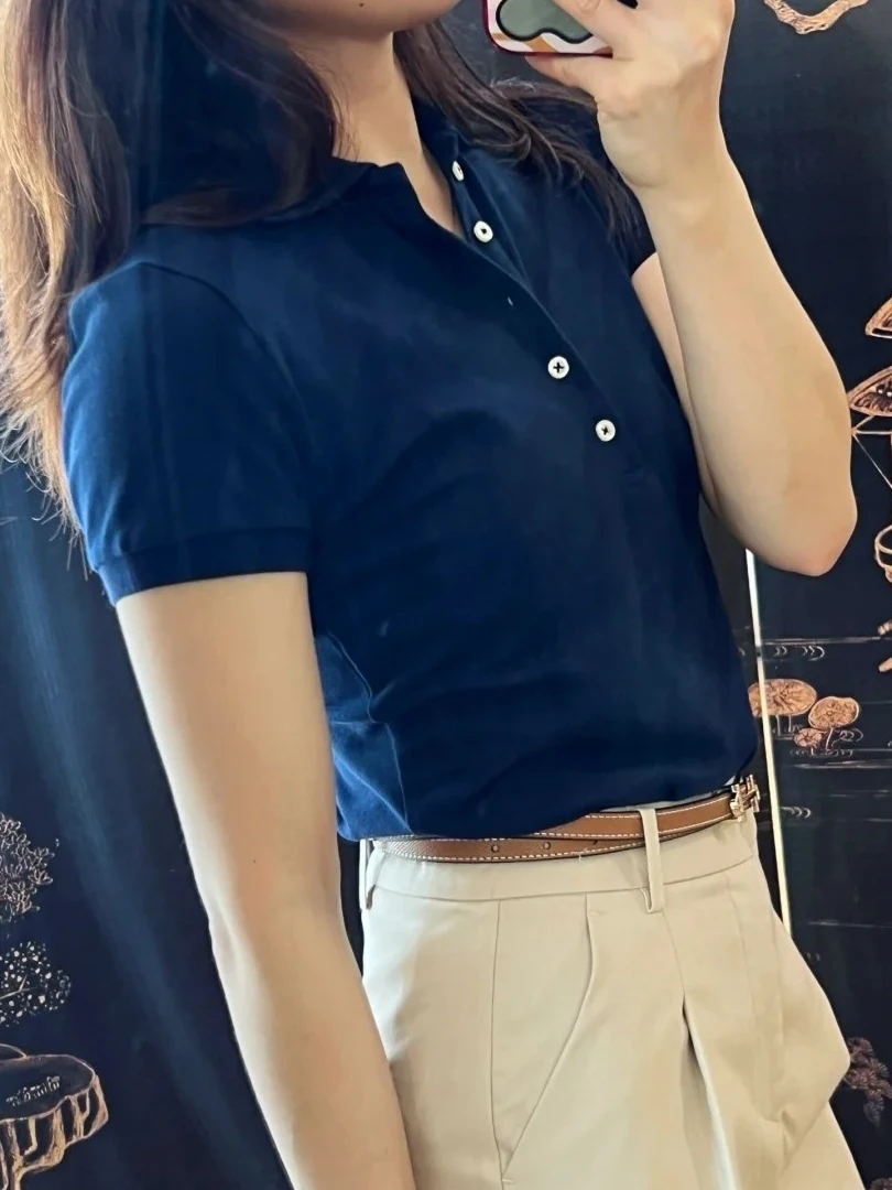 

Original American Casual Embroidered Short Sleeve Women's T-shirt Shirt Slim Fit Top Classic Cotton 100% Daily Wear