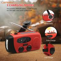 2000mAh Emergency Crank Weather Radio FM/AM Solar Radio Portable Radio with 1W 3Modes LED Flashlight for Camping Hiking