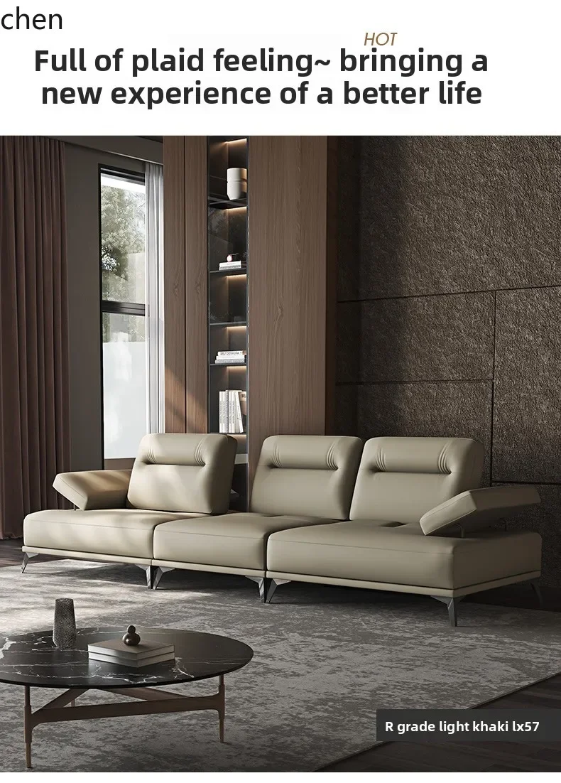 

leather sofa living room full top layer cowhide sofa multi-functional leather sofa