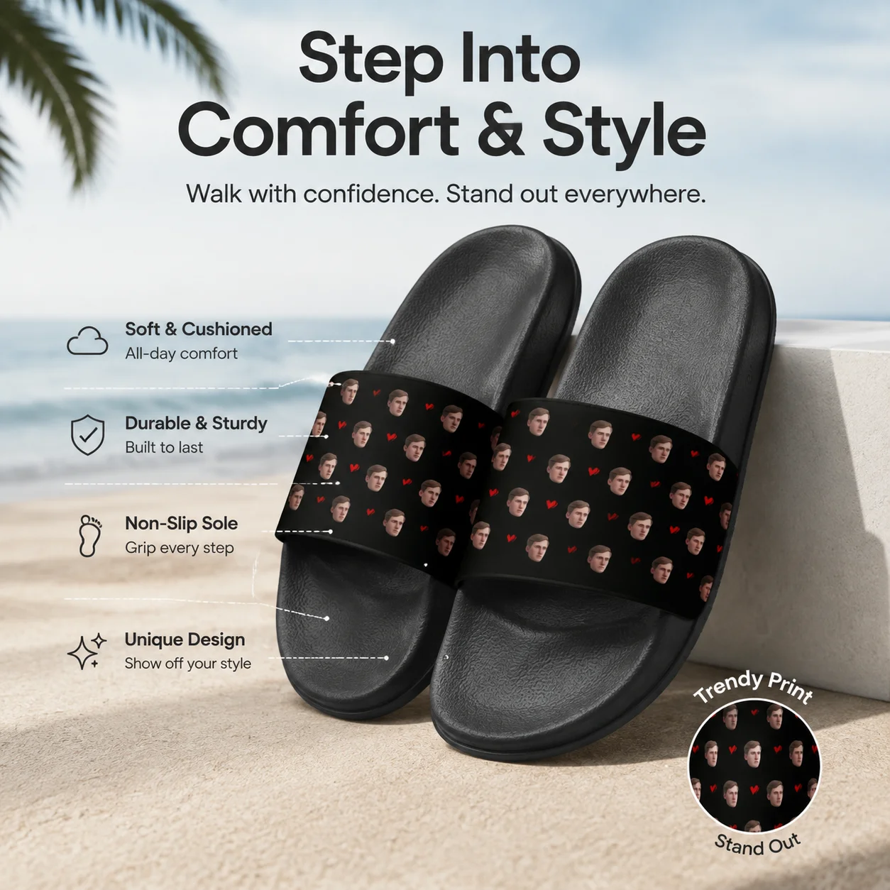 Customized women's slippers Customized text slippers Personalized fun text pictures Customized gifts for family and friends