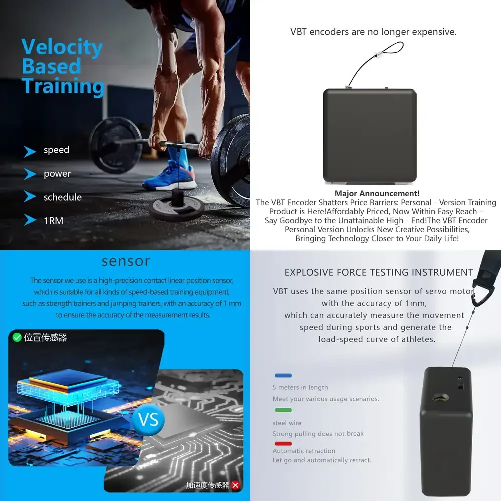 

WAP01 【Queling】 VBT Cube linear encoder velocity based training vbt sensor rope fitness strength training
