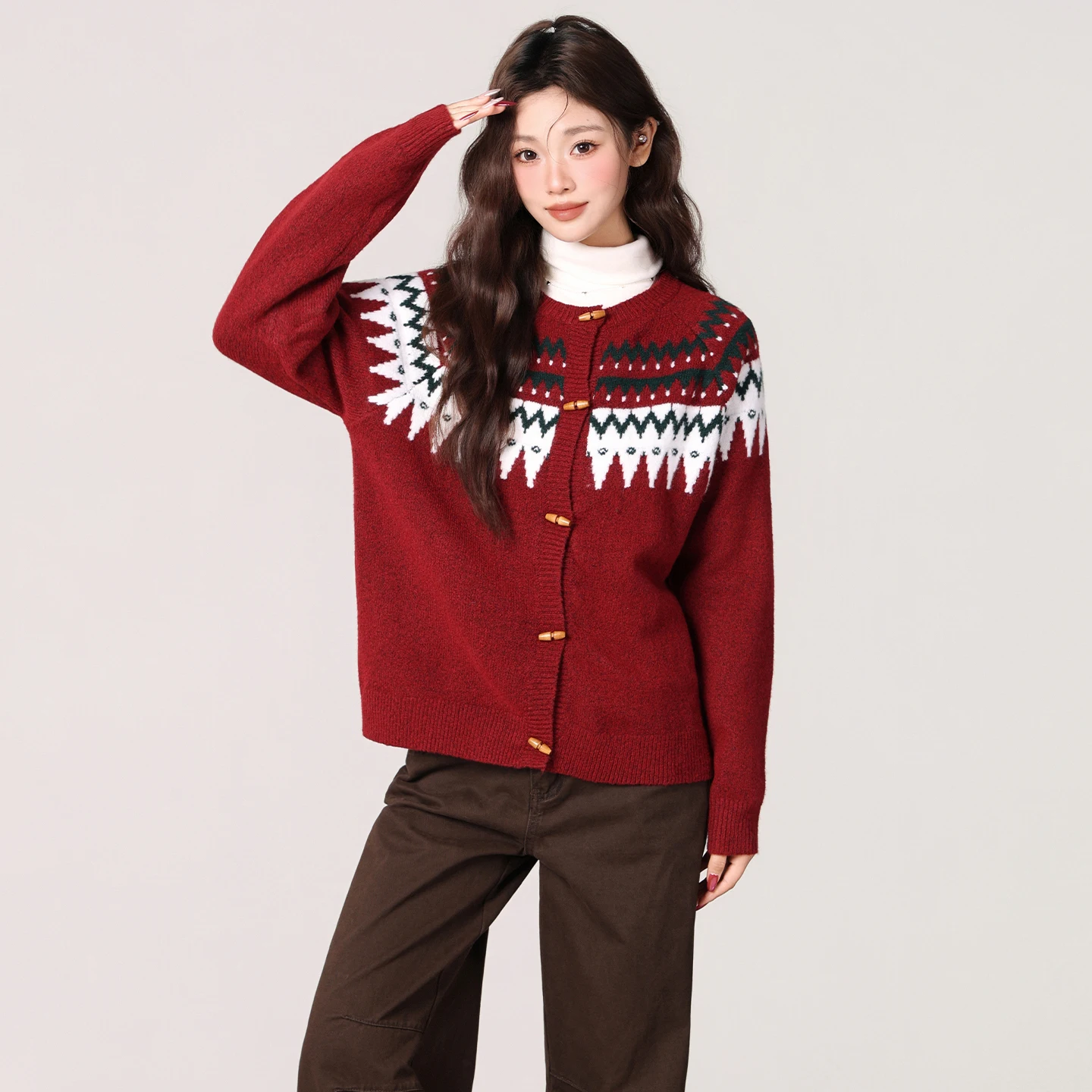 

Вязаный кардиган с длинными рукавами и пуговицами Fair Lsland на осень/зиму, новый элитный топ для женщин