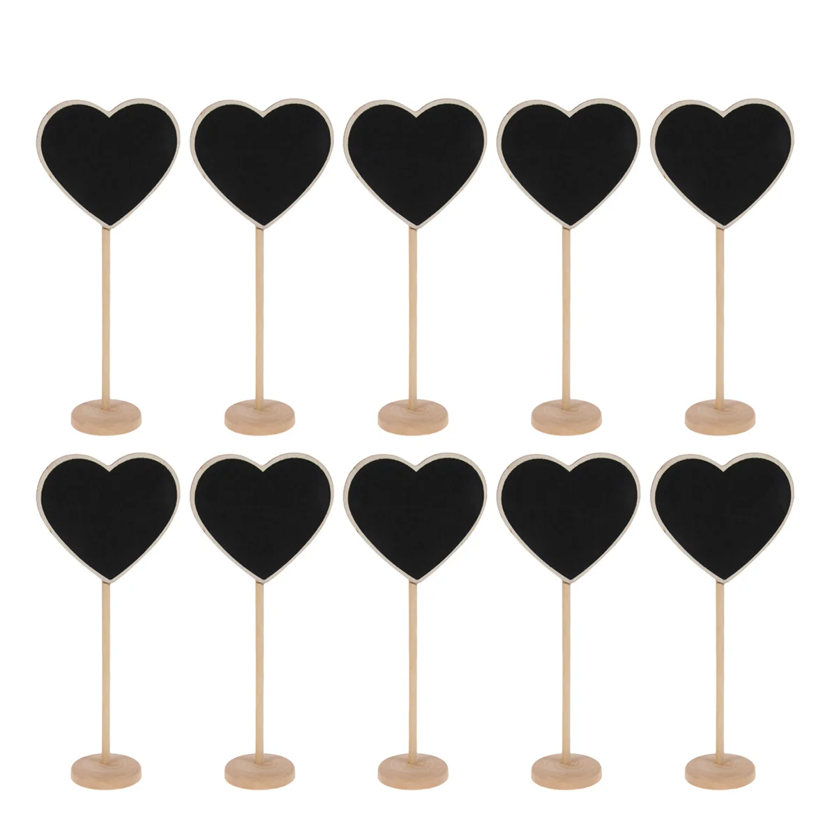 10Pcs Wooden Message Clip Blackboard Mini Size Heart Shaped Decorative Base for Parties Receptions Short Messages 71x29inch
