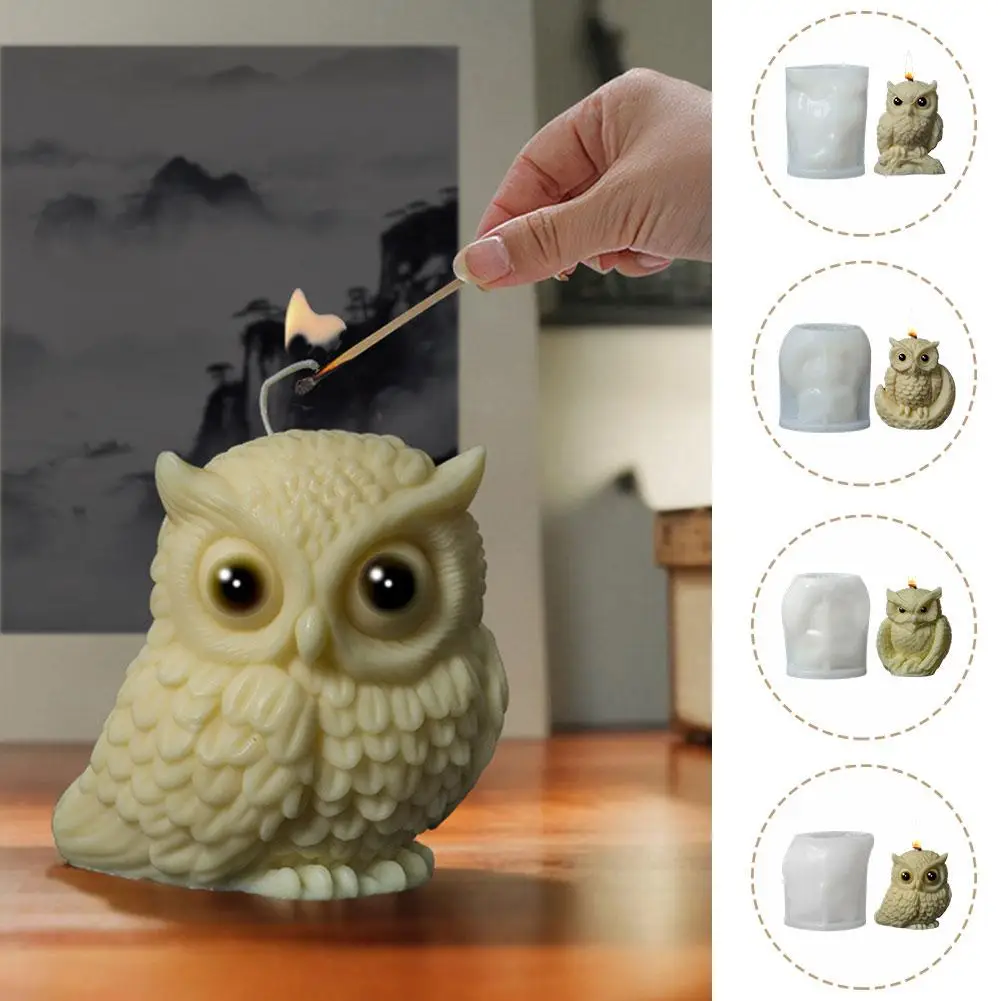 Cute Owl Candle Silicone Mold Simulation Animal Owl Mould Concrete Gypsum Owls Molds Gifts Resin Mold Silicone Cake Mold Ow M8O6