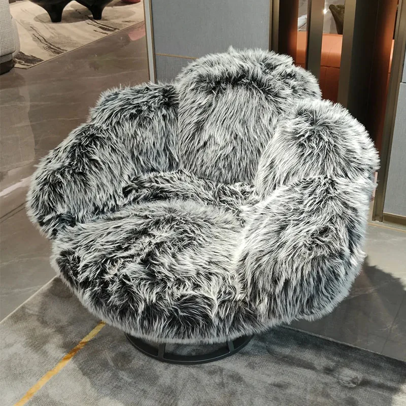 Italian Modern Luxury Velvet Upholstered Revolving Adjustable Leisure Armchair for Living Room Home Furniture