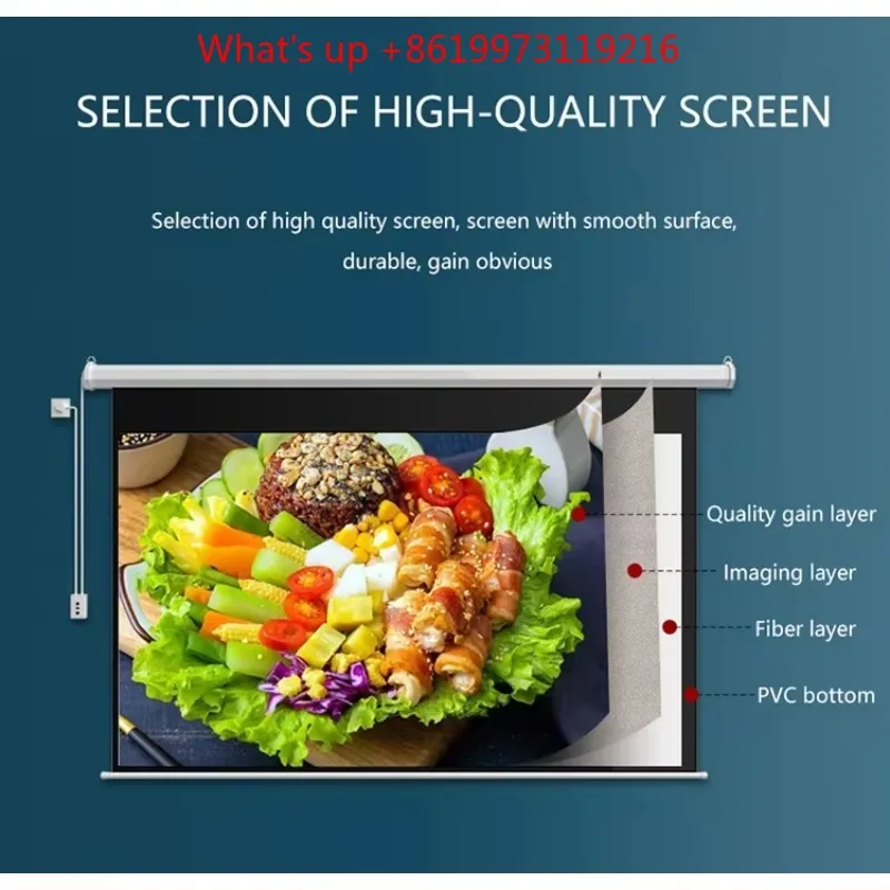 2026 Electric Remote Control Automatic Lifting Projection Curtain Matt White 72 Inch 100 Inch 16:9/4:3 Motorized Projector Scree