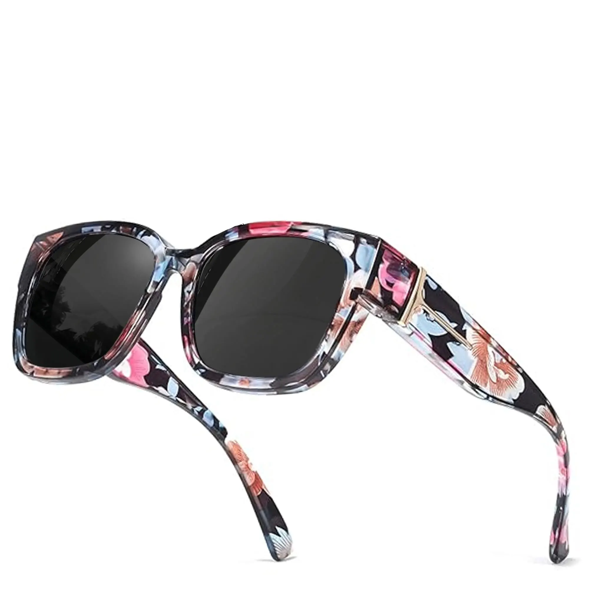 1 Packung polarisierte Fit-Over-Sonnenbrillen mit Blumenmuster für Damen – UV400-Schutz & blendfreie Fahrbrillen