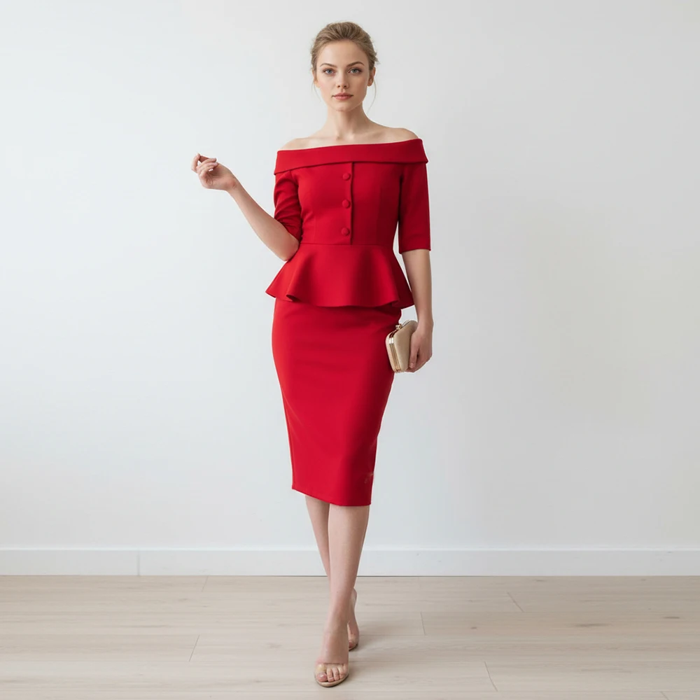 2 Pcs Mother of the Bride Dresses for Wedding Elegant Evening Dress for Women Off the Shoulder Formal Cocktail Gown