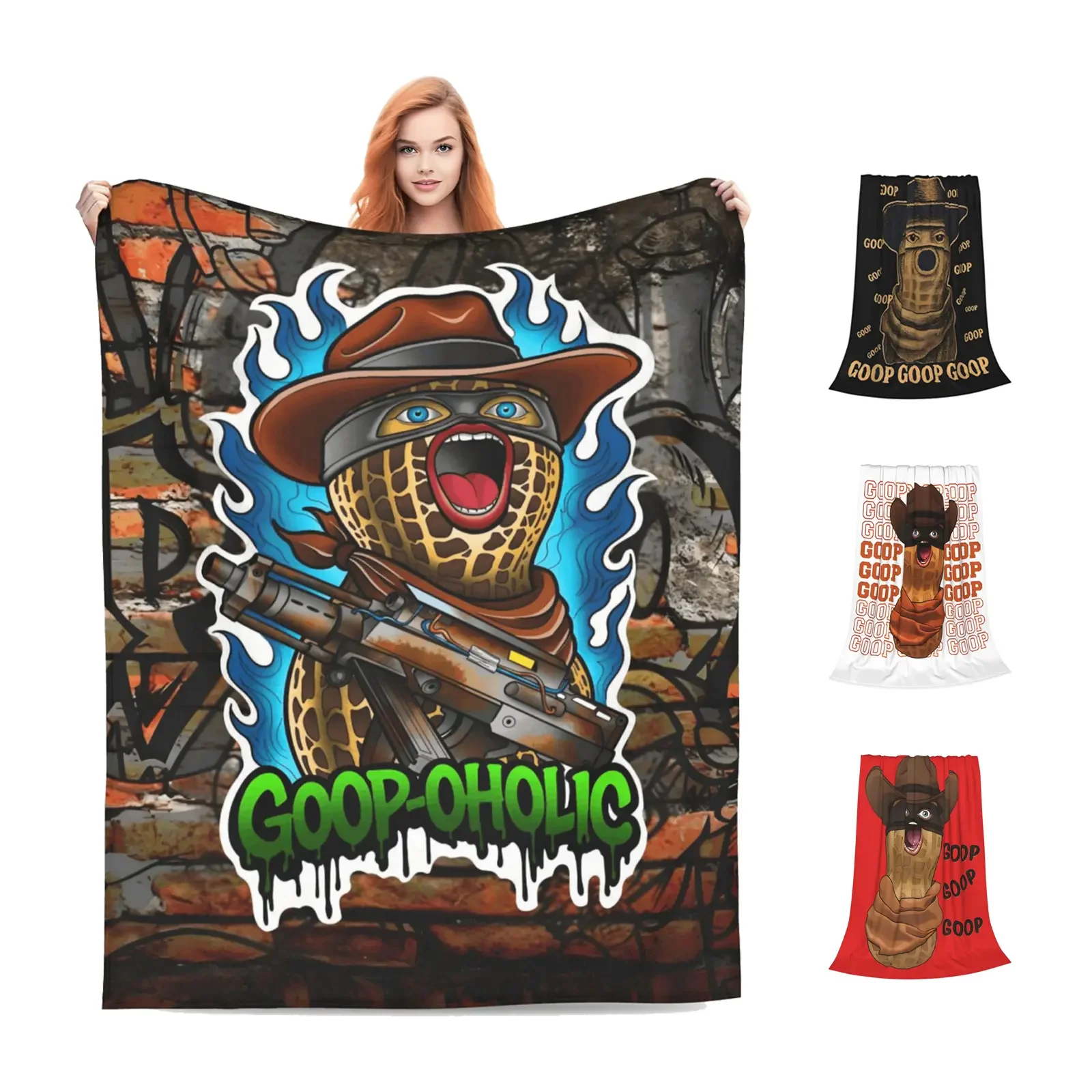 Customize The Burnt Peanut Goop Meme Flannel Blanket Cozy Lightweight Funny Throw Blanket for Couch Sofa Bed Birthday Gift for M