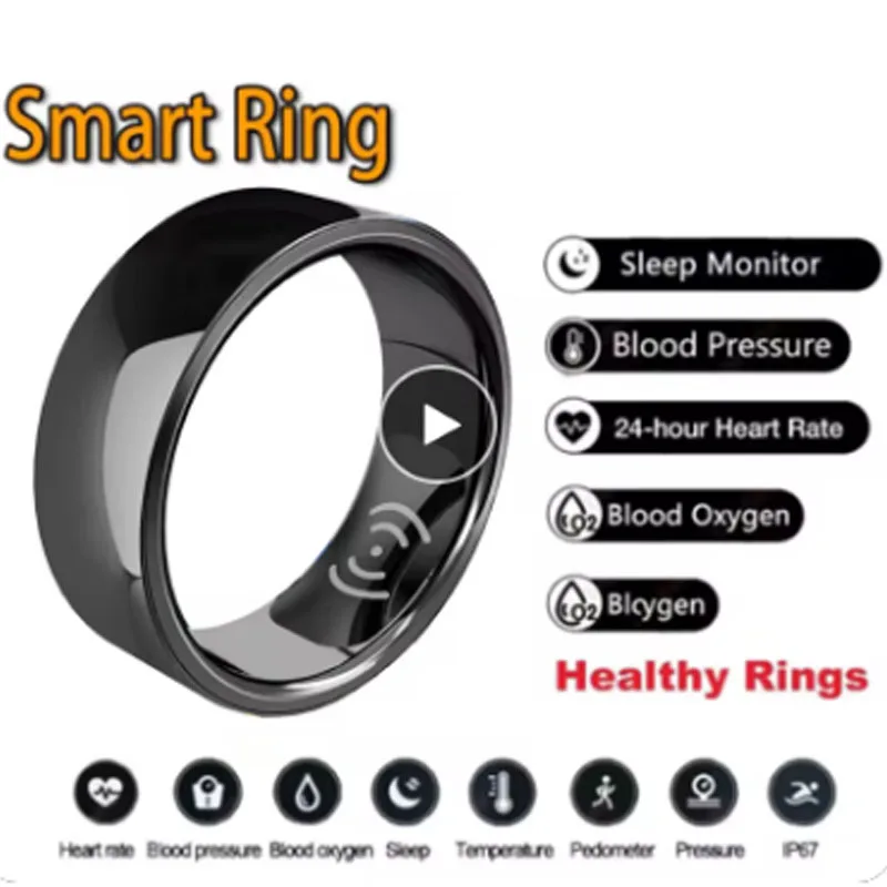 

New Smart Ring Health Monitor For Cubot C30 Xiaomi Redmi K40 Pro+ Men Women Thermometer Blood Pressure Heart Rate Sleep Monitor