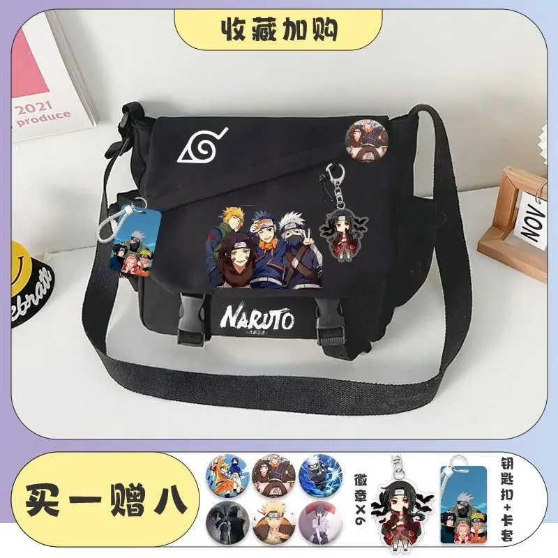 Zaino a tracolla Cartoon Naruto Naruto che circonda la borsa di classe studenti Borsa da scuola Messenger borsa da tutoring per ragazzi anime invia distintivo