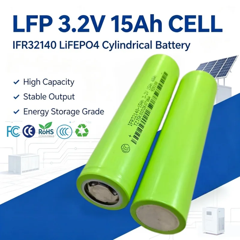 100% Original New 32140 3.2V 15Ah LiFePo4 Battery for EV E-Tricycle Ebike Emotorcycle Battery Pack Scooter Outdoor Power Suppl