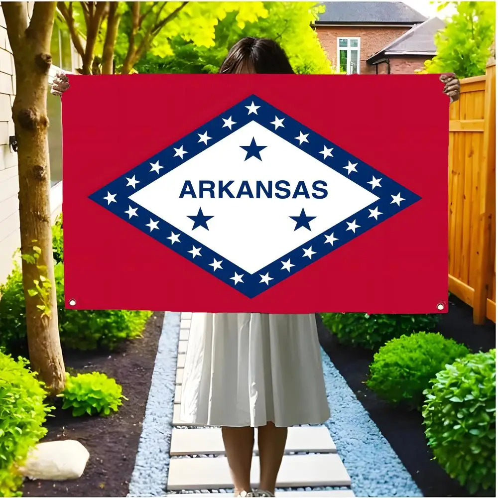 state emblem token A-Arkansas Flags Borderless four-ring ornament indoor outdoor decoration effortless to hang