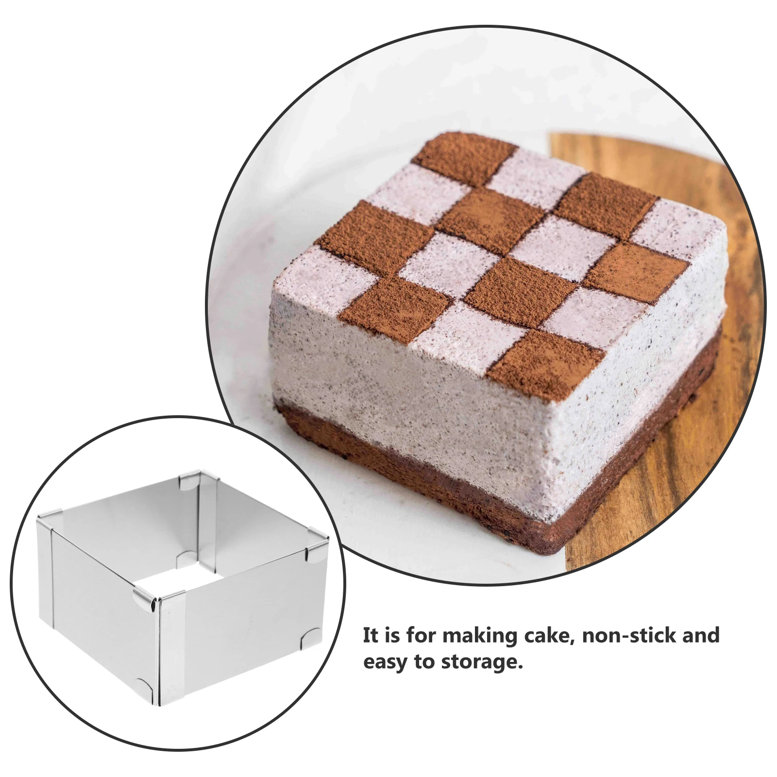 

Silver 3.5 Inch Stainless Steel Square Mousse Ring Cake Mold Smooth Baking Tool for Pastry Cheese Fruit Cutting