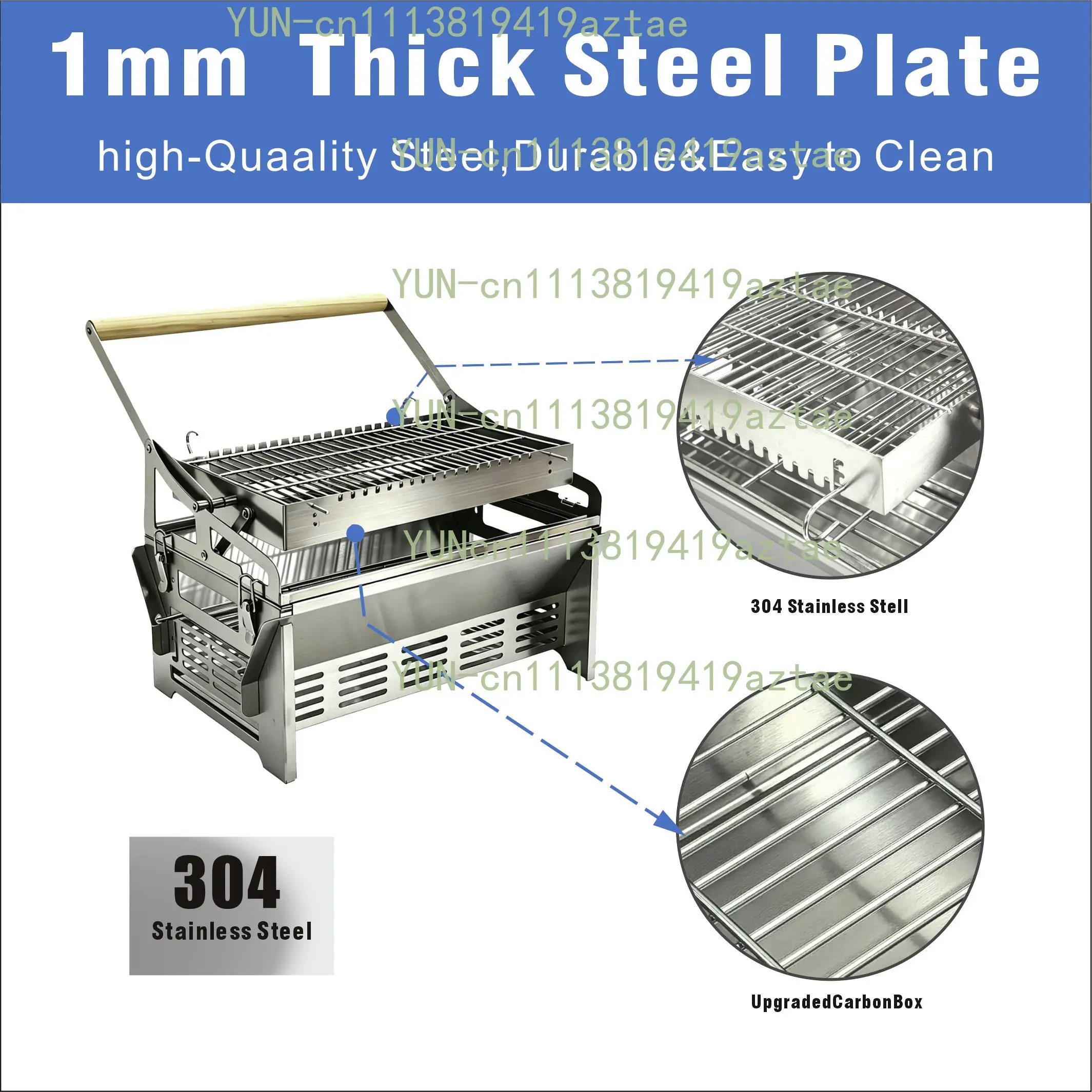 Electric Kebab Machine Flip Charcoal Barbecue Grill Household Outdoor Detachable Rotating Mesh Grill