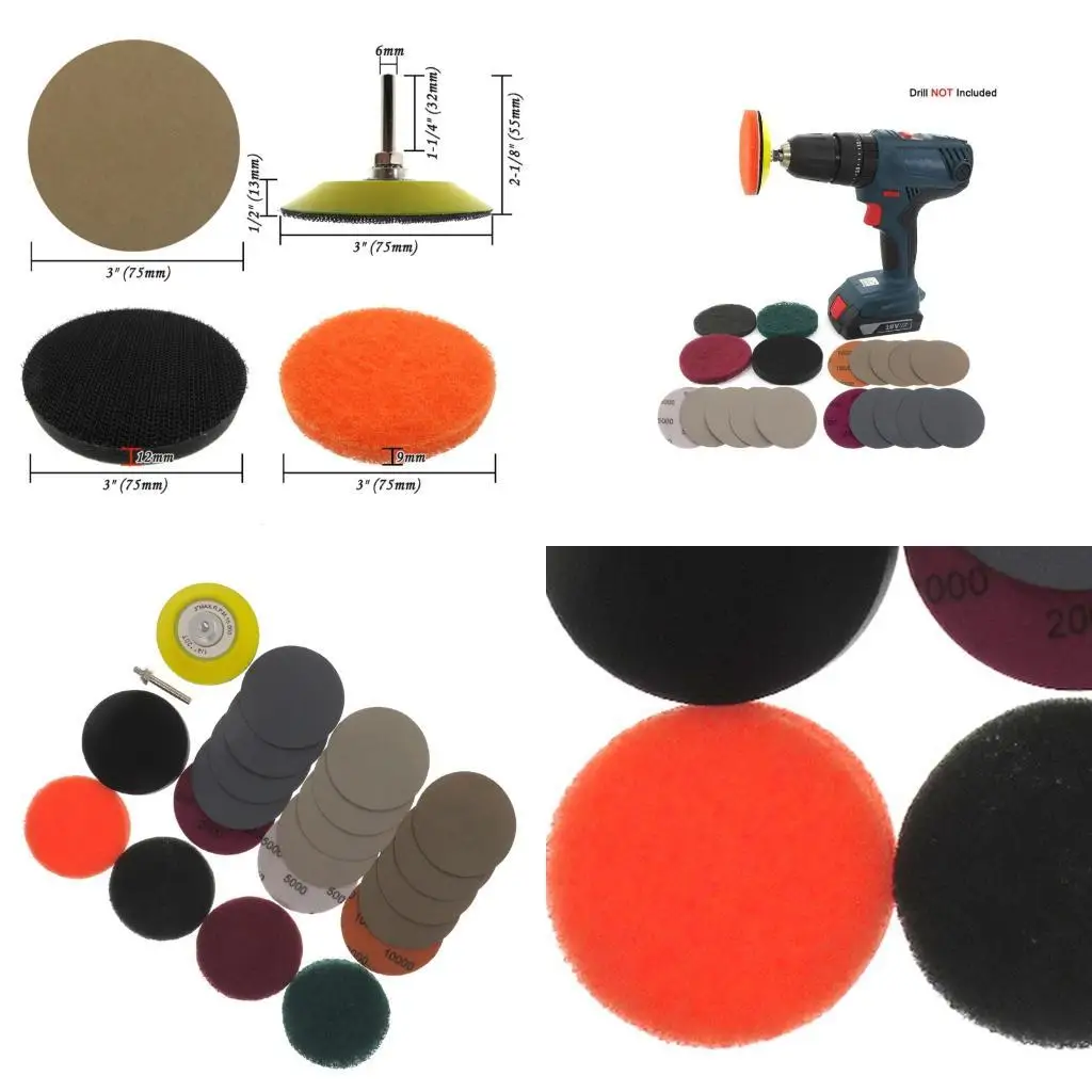 

652F Professional 21pc Auto Headlight Sanding Pad Set for Power Drills & Buffers