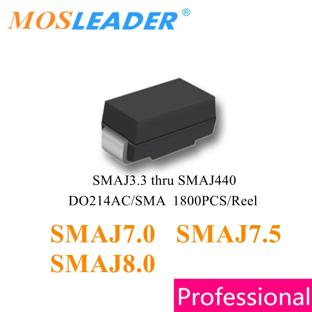 Mosleader 1800 ชิ้น SMAJ7.0 SMAJ7.5 SMAJ8.0 SMA DO214AC จีนทีวี SMAJ7.0A SMAJ7.5A SMAJ8.0A SMAJ7.0CA SMAJ7.5CA SMAJ8.0CA