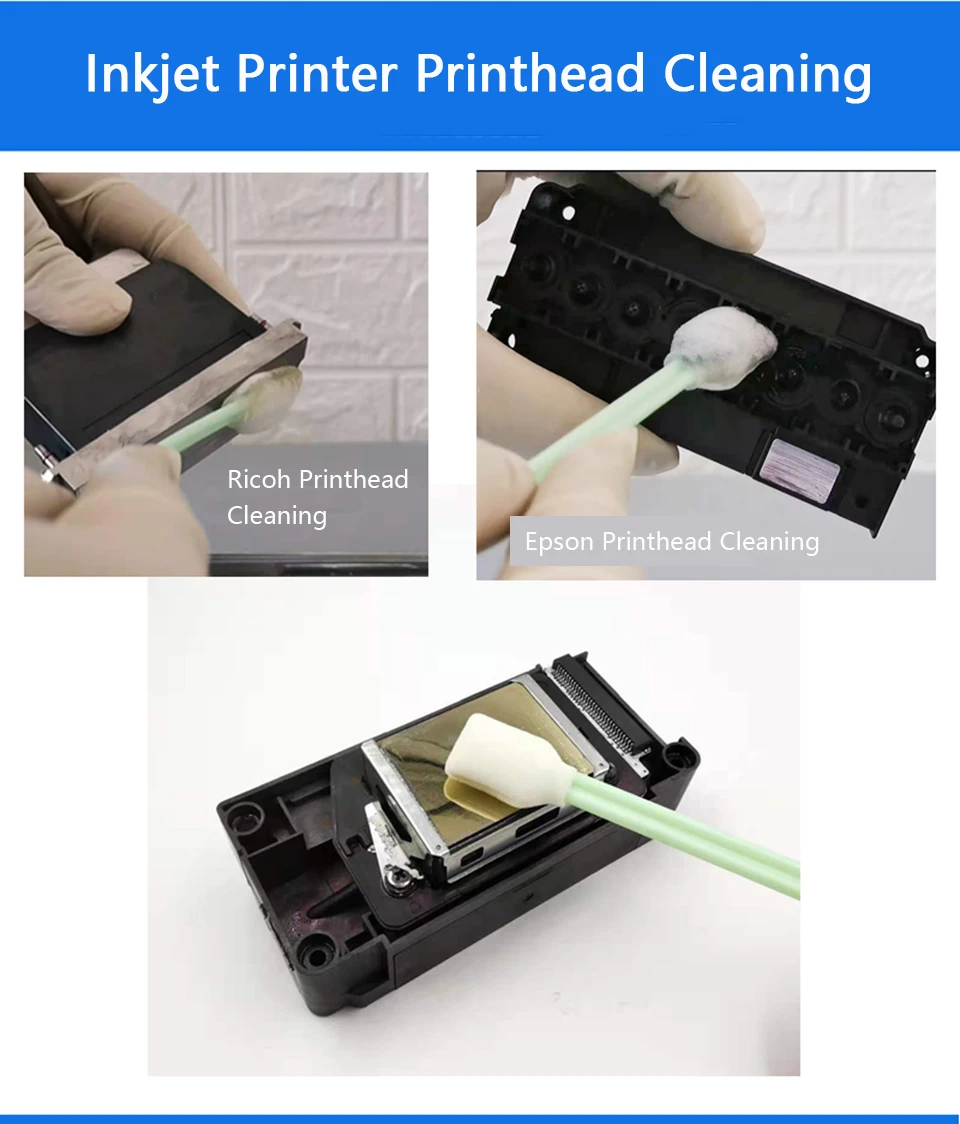 200pcs Printer Head Uv DTF Cleaning Stick Kit Clean Rod Solvent Cotton Clean Stick Cotton Foam Swab Ink Sponge Applicator