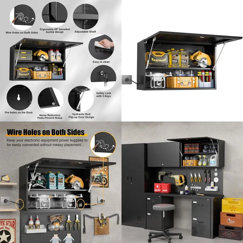 

Adjustable Steel Storage Cabinet with Lockable Door for Home, Garage, and Workshop - 20 High