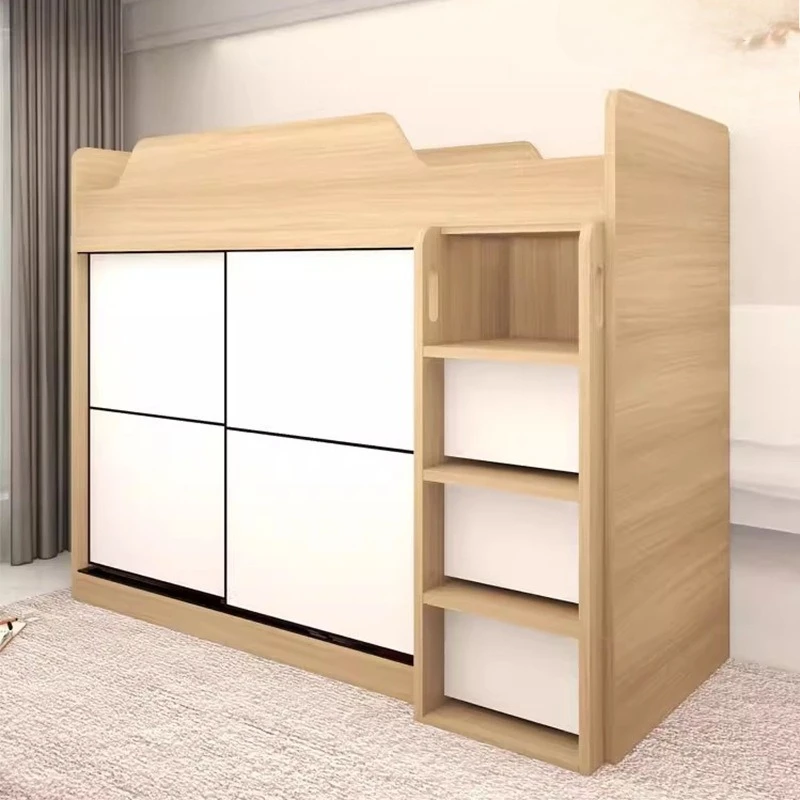 

Simple Small Apartment Half Wardrobe Combined Bed Multi-functional Storage Bed Single Children's Bed