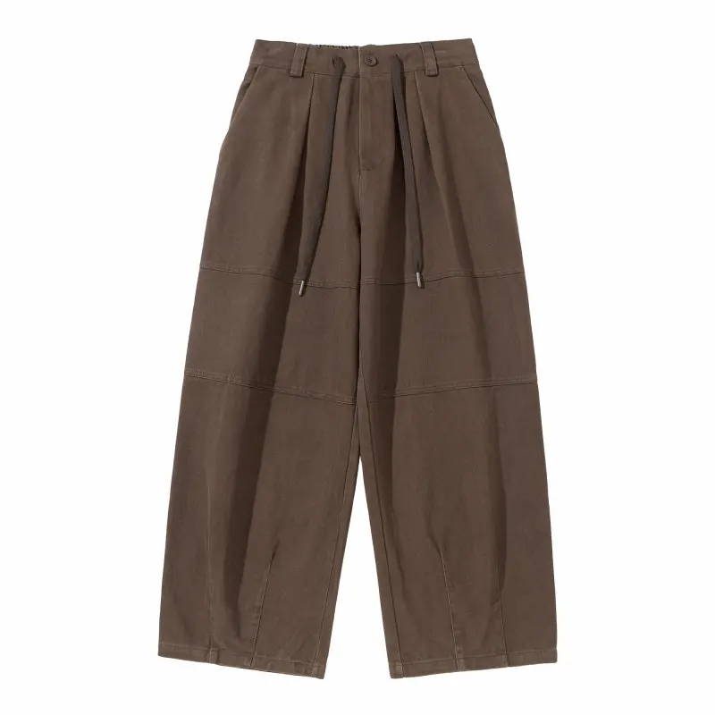 

Ретро-брюки в американском стиле, широкие, прямого кроя, свободные, унисекс, осенне-зимние, модные, брендовые, с завязками, карго, длинные