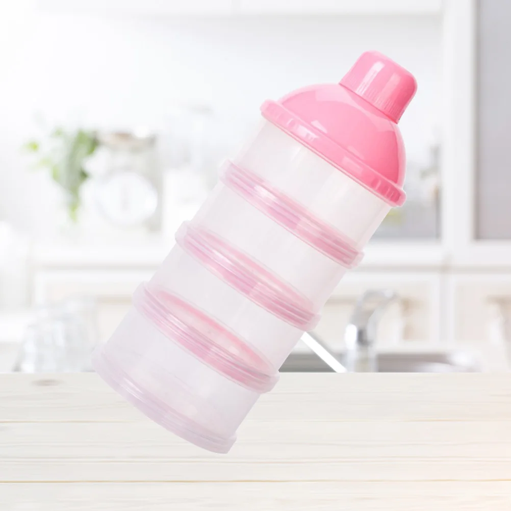 

4-слойный дозатор детского порошка, портативный штабелируемый контейнер для формулы, дорожный контейнер для хранения закусок, контейнер для порошка