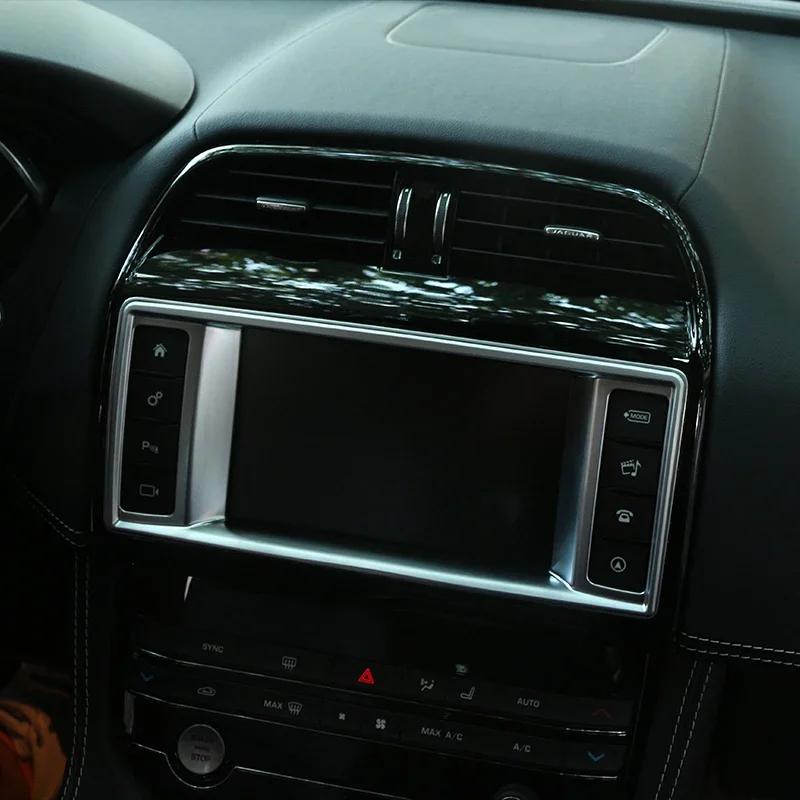 

For Jaguar XE F-Pace 2015-2017 ABS Silver Car Navigation Frame Cover Decoration Interior Car Accessories