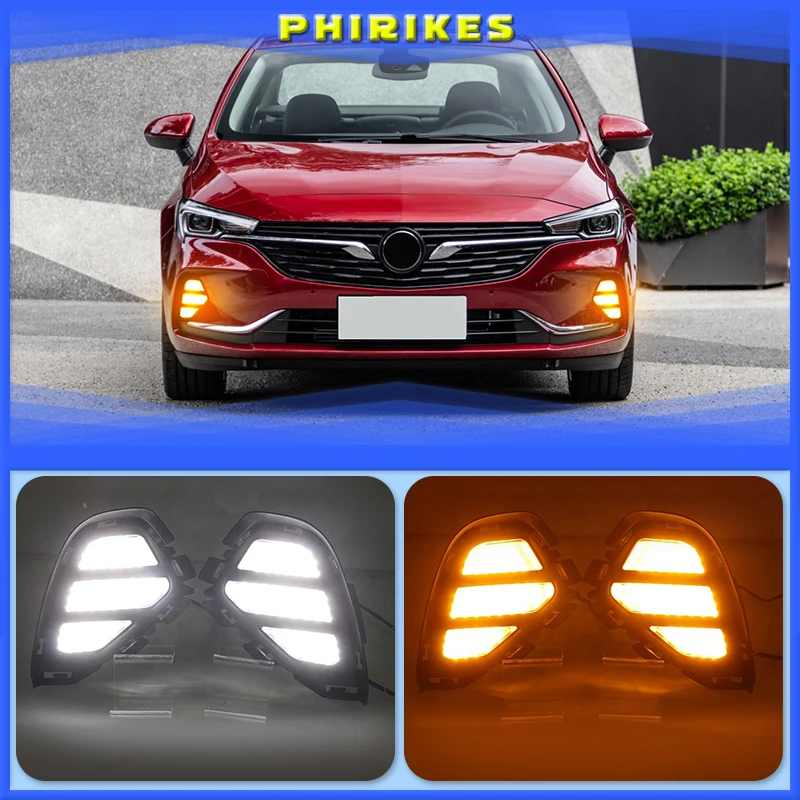 

2Pcs For Buick Verano 2020 Led Daytime Running Light White Driving Yellow Turn signal Light Blue Night Fog Lamp