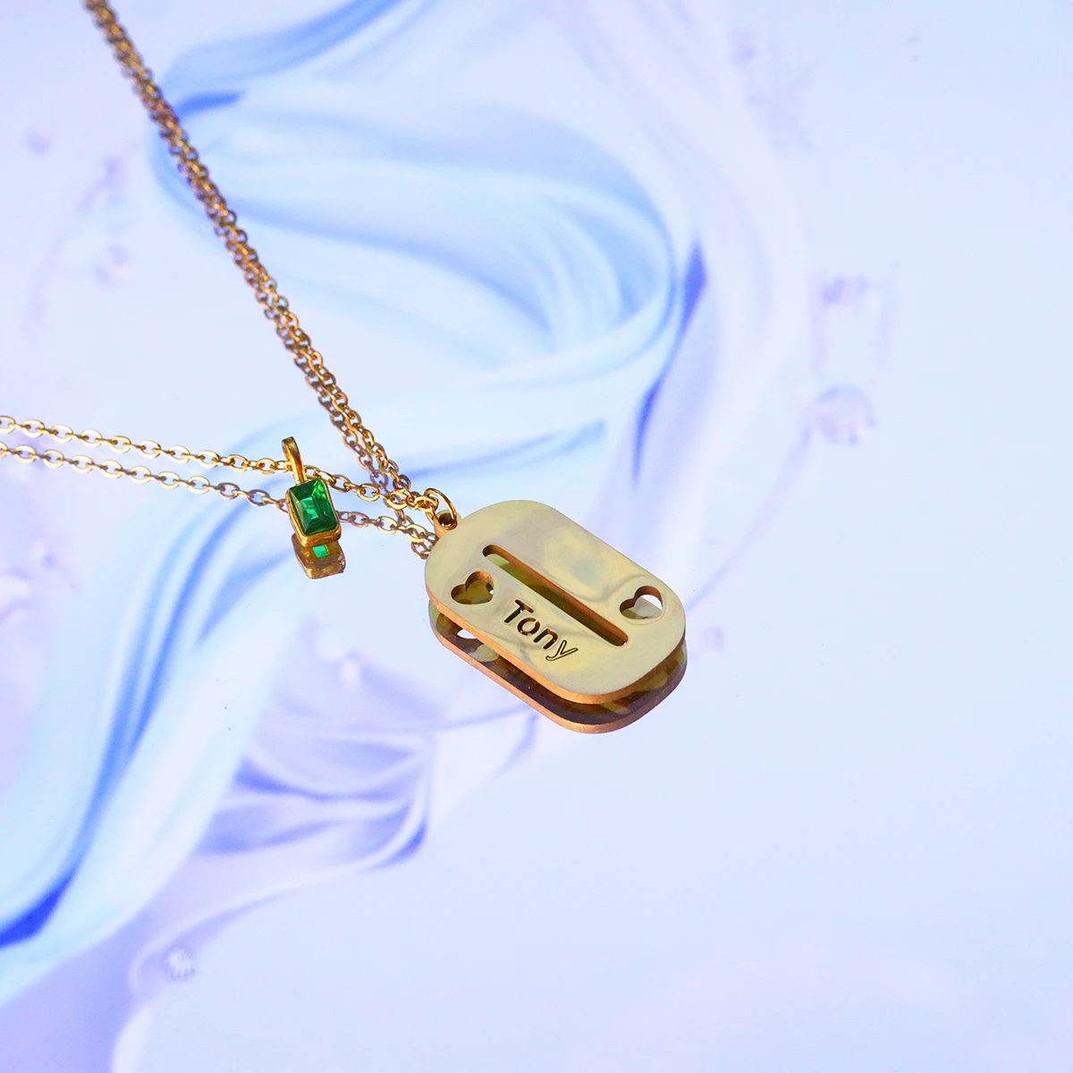 

Chandler Custom Name Double Hollow Heart Chain Necklace Women Fashion Love Necklace Stainless Steel Valentine's Day Jewelry