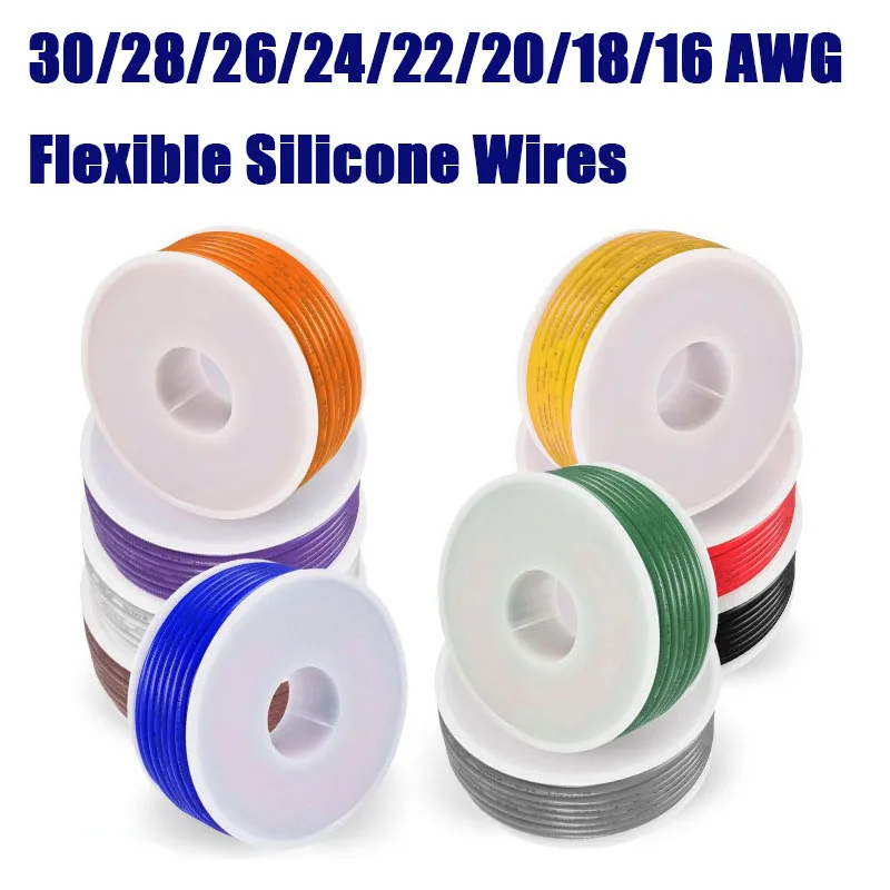 

30/28/26/24/22/20/18/16 AWG Mix Kit Heat Resistant Flexible Silicone Wire Stranded Electrical Tinned Copper Cable